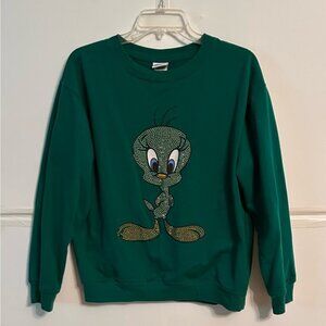 Warner Bros. LooneyTunes Junior Girl’s Green Sweatshirt featuring Tweety Bird